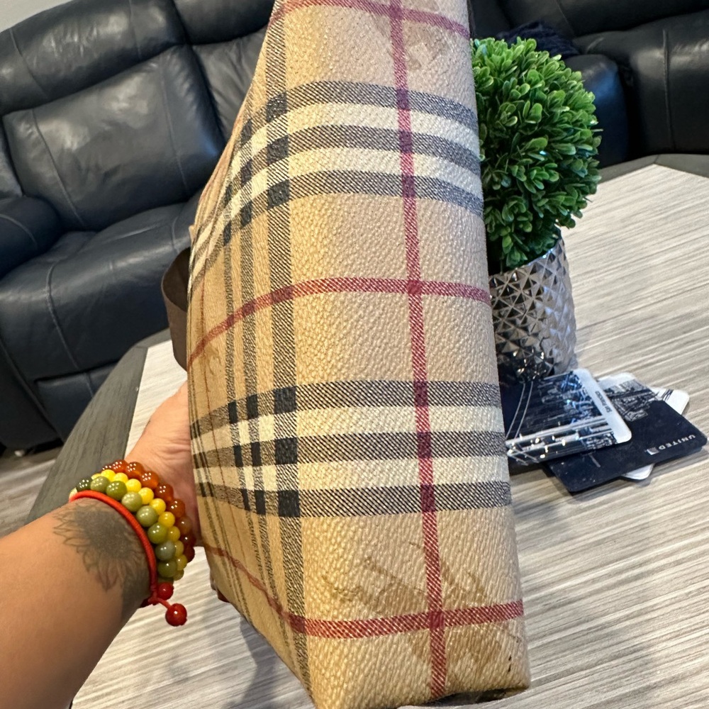 Burberry Tan and Brown Checkered Bag - Picture 8 of 14